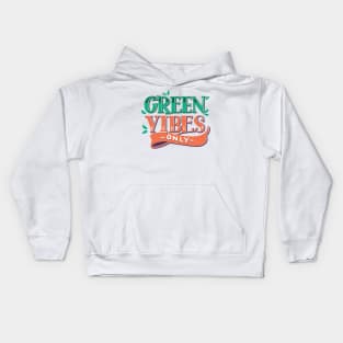 Typographic Green Vibes Only Kids Hoodie